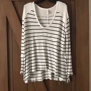 Free People V Neck Striped Thermal